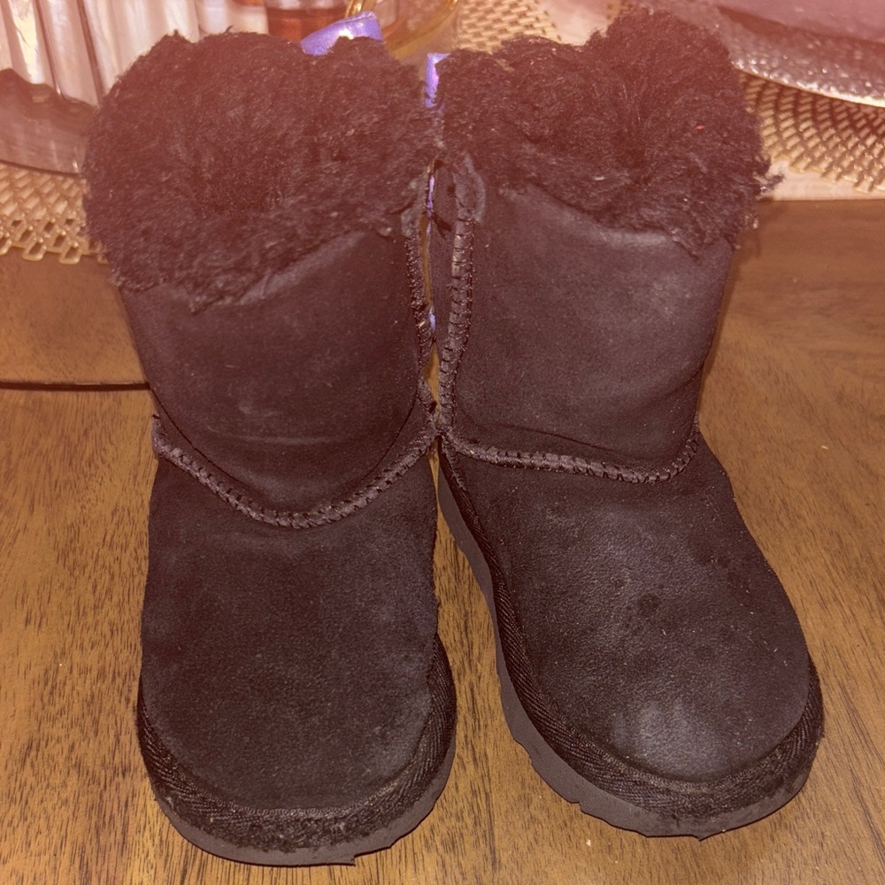 UGG Black Kids Boots with Fuzzy Lining